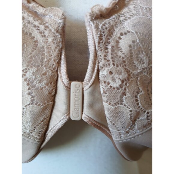 GLAMORISE Size 44DD #1245 Beige Wonderwire Front Closure Full Coverage Bra #2026 - Picture 2 of 10